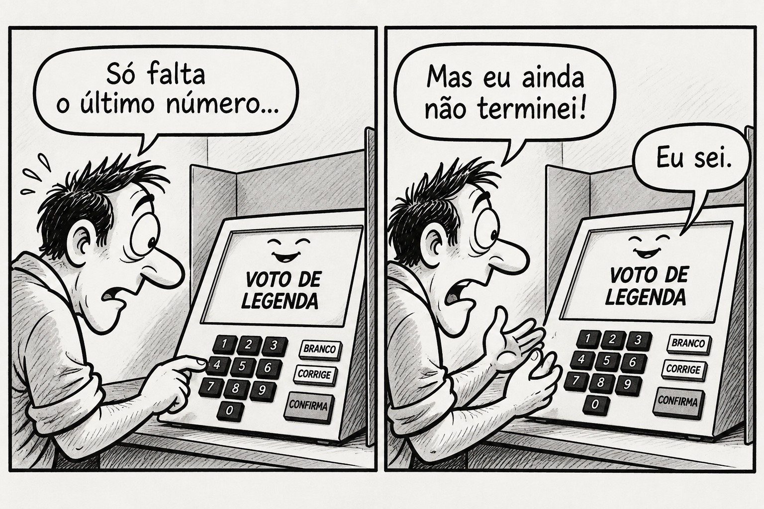 Eleitor interage com a urna em voto de legenda